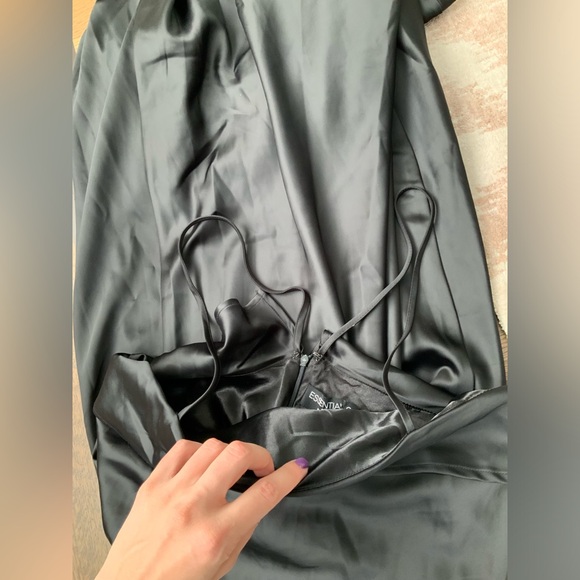 ESSENTIALS BY ABS Long Floor length Satin Black Gown Size 12 Brand New - Picture 13 of 13